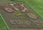 Неизвестный повредил клумбу, высаженную в виде логотипа Евро 2012