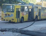 В поселке Жуковского на троллейбус упал столб