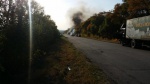 На трассе Волчанск-Харьков загорелся автобус