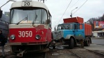 На Клочковской ДТП, грузовик столкнулся с трамваем 20-го маршрута